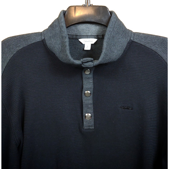 Calvin Klein Men's Golf Pullover Snap Neck Long Sleeve Sweatshirt Sz M Black - Picture 2 of 10